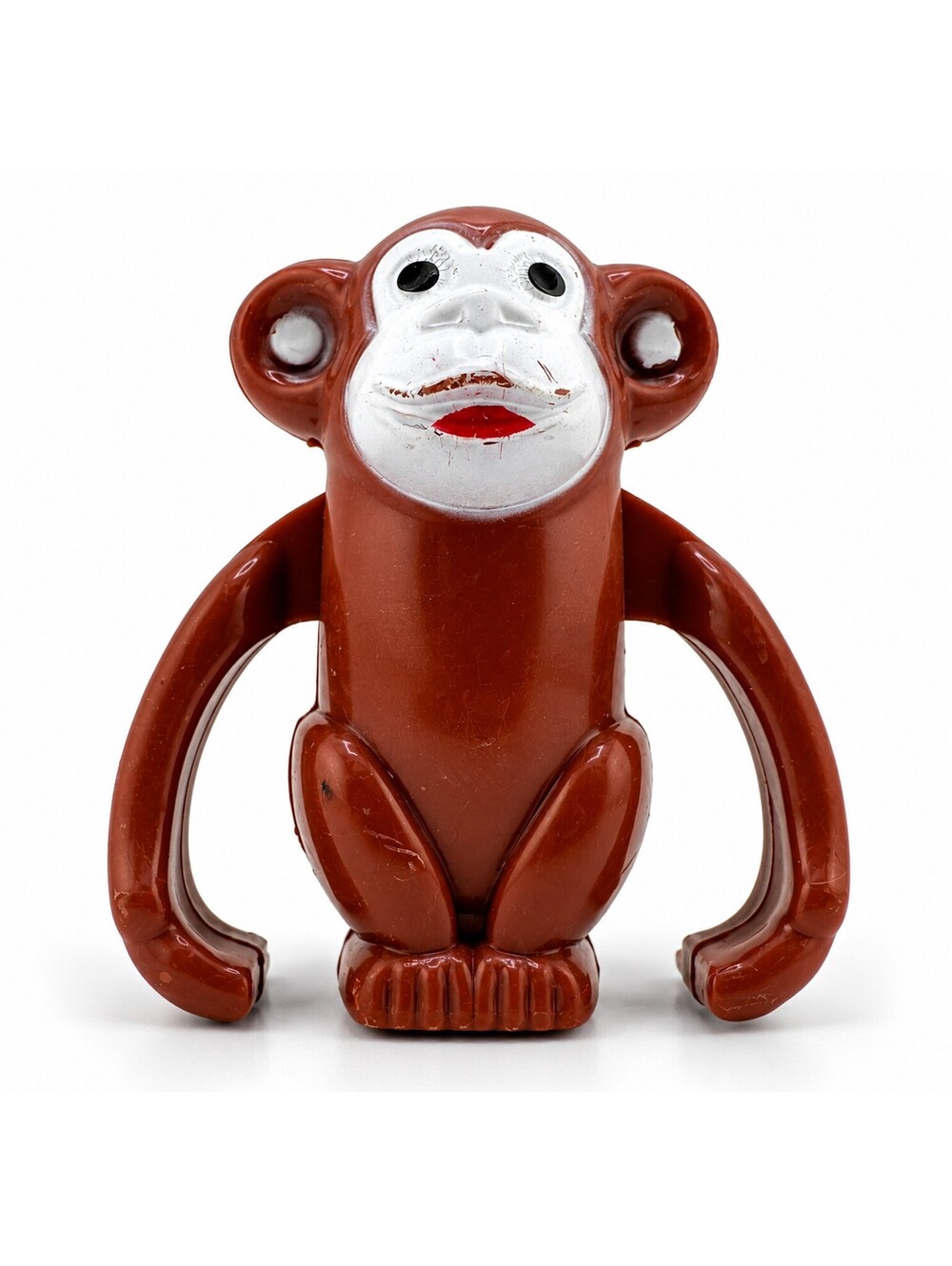 Vintage Wind Up Monkey Toy Brown Plastic Mechanical China